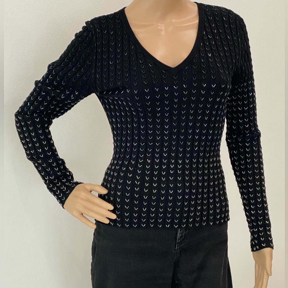 Gorgeous Sparkly Embellished Beaded V-Neck Top